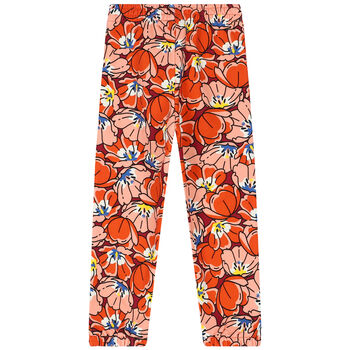 Girls Orange Floral Joggers